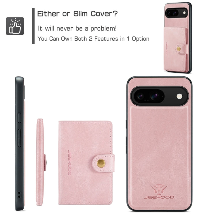 For Google Pixel 9 JEEHOOD J01 Retro Magnetic Detachable Wallet Phone Case(Pink) - Google Cases by JEEHOOD | Online Shopping South Africa | PMC TechLife | Buy Now Pay Later Mobicred
