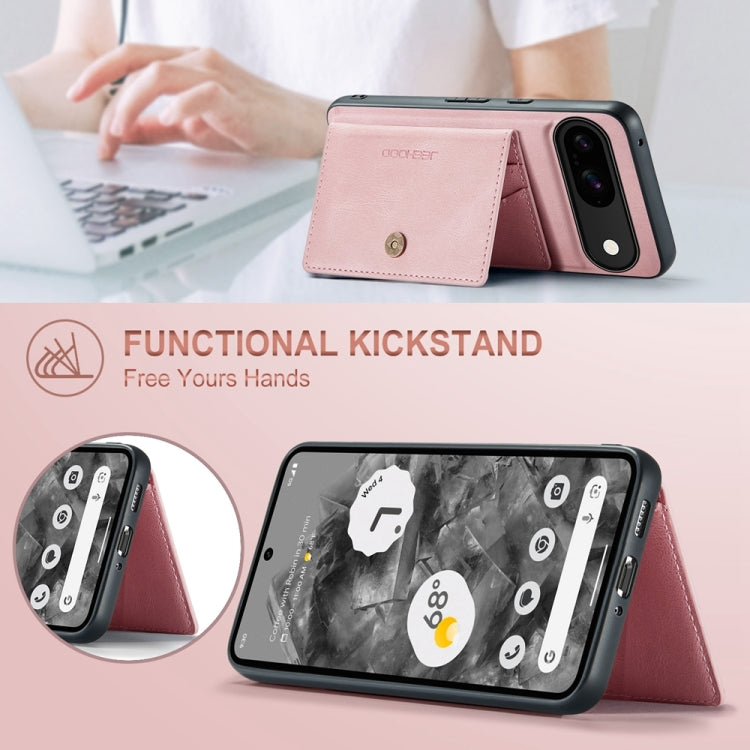 For Google Pixel 9 JEEHOOD J01 Retro Magnetic Detachable Wallet Phone Case(Pink) - Google Cases by JEEHOOD | Online Shopping South Africa | PMC TechLife | Buy Now Pay Later Mobicred