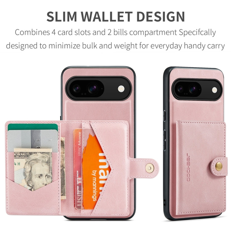 For Google Pixel 9 JEEHOOD J01 Retro Magnetic Detachable Wallet Phone Case(Pink) - Google Cases by JEEHOOD | Online Shopping South Africa | PMC TechLife | Buy Now Pay Later Mobicred