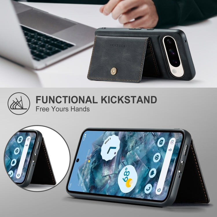 For Google Pixel 9 Pro JEEHOOD J01 Retro Magnetic Detachable Wallet Phone Case(Black) - Google Cases by JEEHOOD | Online Shopping South Africa | PMC TechLife | Buy Now Pay Later Mobicred