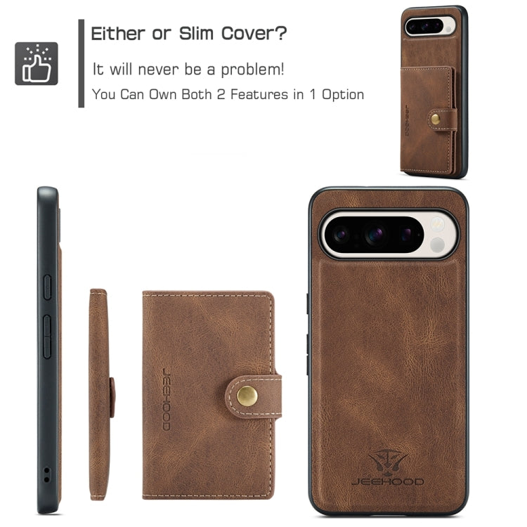 For Google Pixel 9 Pro JEEHOOD J01 Retro Magnetic Detachable Wallet Phone Case(Brown) - Google Cases by JEEHOOD | Online Shopping South Africa | PMC TechLife | Buy Now Pay Later Mobicred
