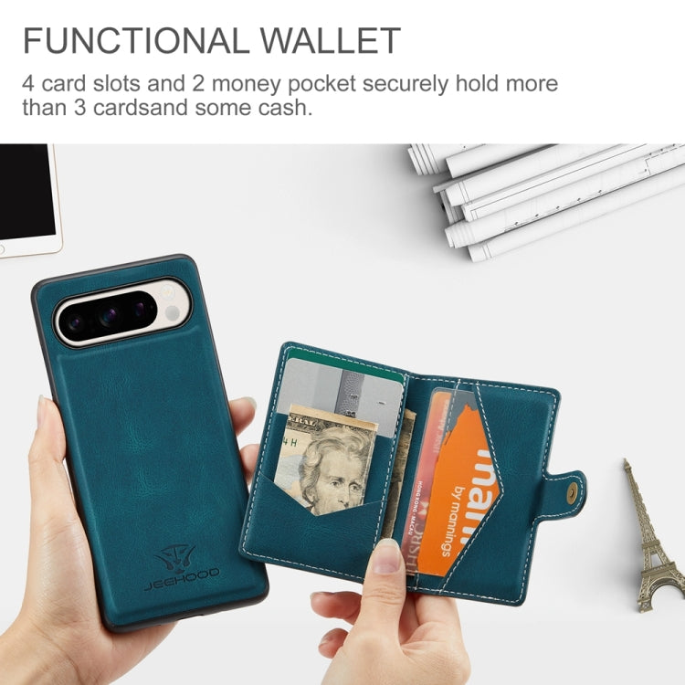 For Google Pixel 9 Pro JEEHOOD J01 Retro Magnetic Detachable Wallet Phone Case(Blue) - Google Cases by JEEHOOD | Online Shopping South Africa | PMC TechLife | Buy Now Pay Later Mobicred