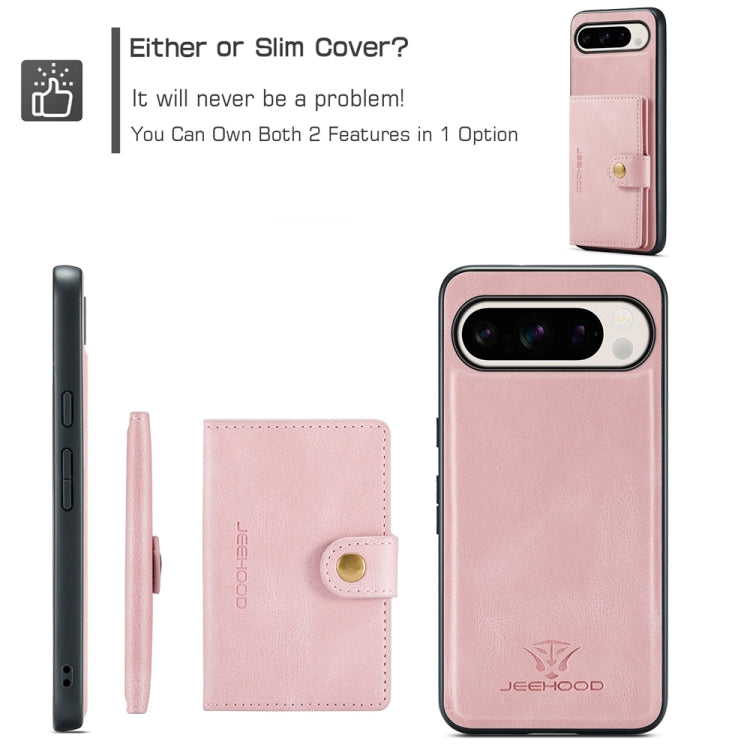For Google Pixel 9 Pro JEEHOOD J01 Retro Magnetic Detachable Wallet Phone Case(Pink) - Google Cases by JEEHOOD | Online Shopping South Africa | PMC TechLife | Buy Now Pay Later Mobicred