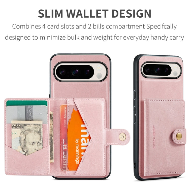 For Google Pixel 9 Pro JEEHOOD J01 Retro Magnetic Detachable Wallet Phone Case(Pink) - Google Cases by JEEHOOD | Online Shopping South Africa | PMC TechLife | Buy Now Pay Later Mobicred