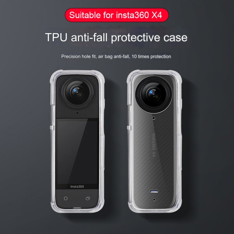 For Insta360 X4 Clear 1.5mm Soft TPU Protective Case With Neck Strap(Clear Black) - Case & Bags by PMC TechLife | Online Shopping South Africa | PMC TechLife | Buy Now Pay Later Mobicred