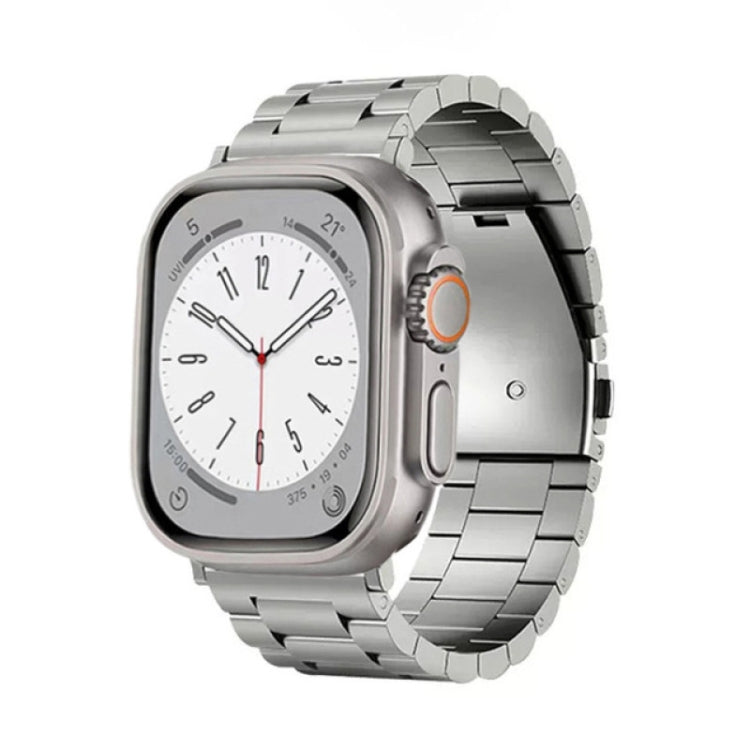 For Apple Watch Series 7 41mm 3-Bead Flat Buckle Titanium Alloy Watch Band(Silver) - free shipping - PMC TechLife - Order now!