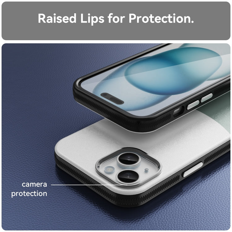 For iPhone 16 Leather Texture MagSafe Magnetic TPU + PC Phone Case(Cyan) - iPhone 16 Cases by PMC TechLife | Online Shopping South Africa | PMC TechLife | Buy Now Pay Later Mobicred