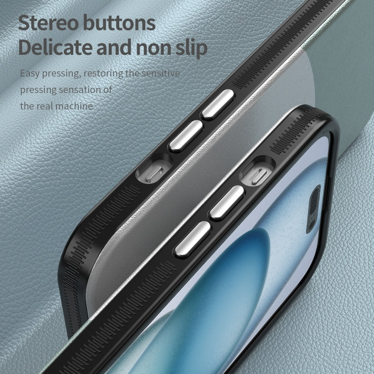 For iPhone 16 Leather Texture MagSafe Magnetic TPU + PC Phone Case(Cyan) - iPhone 16 Cases by PMC TechLife | Online Shopping South Africa | PMC TechLife | Buy Now Pay Later Mobicred