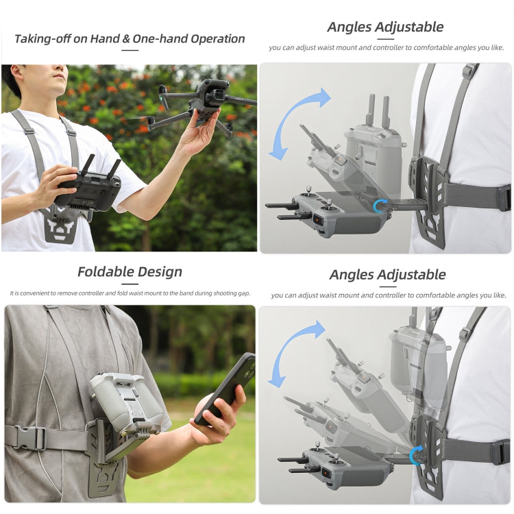 For DJI RC Pro Sunnylife Remote Control Waist Support Bracket Chest Strap(Grey) - free shipping - PMC TechLife - Order now!