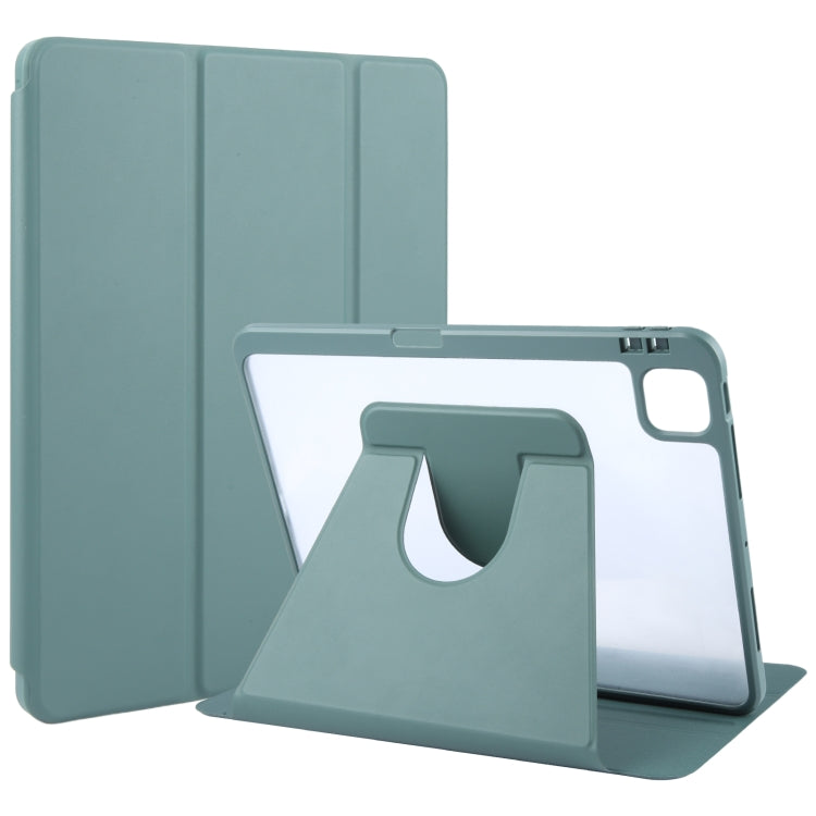 For iPad Pro 11 2022 / 2021 / 2020 GEBEI Acrylic TPU 3-folding Rotating Smart Tablet Leather Case withh Pen Slot(Dark Green) - free shipping - PMc TechLife - Order now!