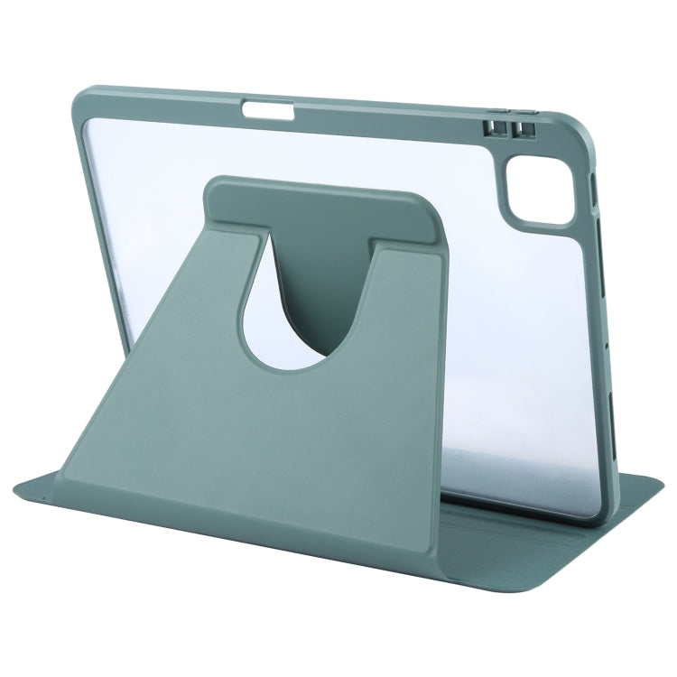 For iPad Pro 11 2022 / 2021 / 2020 GEBEI Acrylic TPU 3-folding Rotating Smart Tablet Leather Case withh Pen Slot(Dark Green) - free shipping - PMc TechLife - Order now!