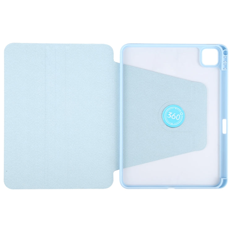 For iPad Pro 11 2022 / 2021 / 2020 GEBEI Acrylic TPU 3-folding Rotating Smart Tablet Leather Case withh Pen Slot(Sky Blue) - free shipping - PMc TechLife - Order now!