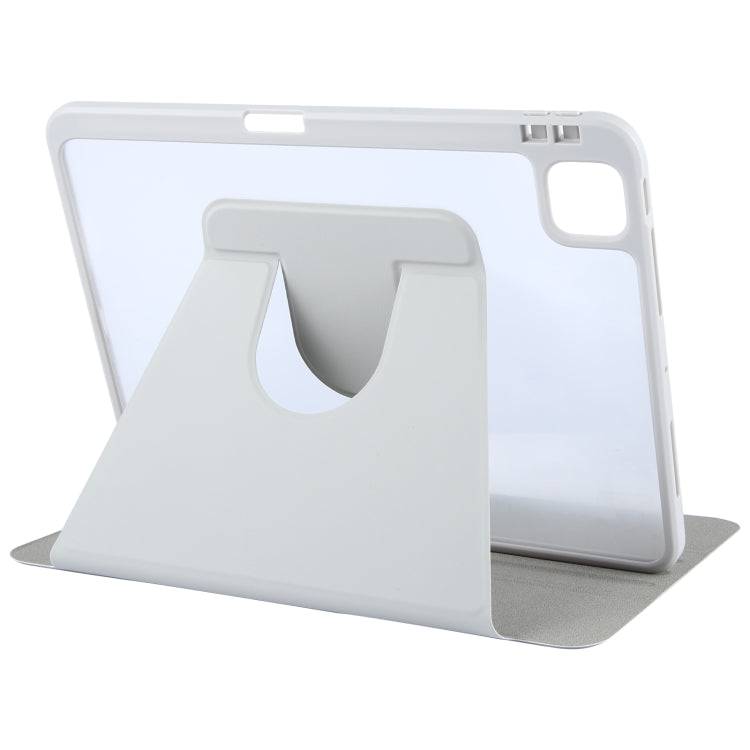For iPad Pro 11 2022 / 2021 / 2020 GEBEI Acrylic TPU 3-folding Rotating Smart Tablet Leather Case withh Pen Slot(Grey) - free shipping - PMc TechLife - Order now!