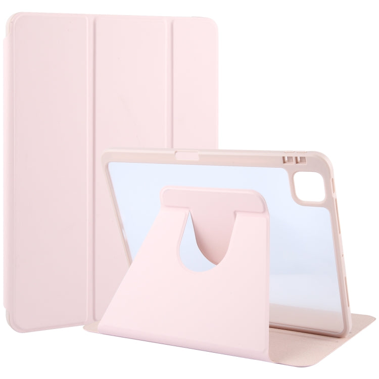For iPad Pro 11 2022 / 2021 / 2020 GEBEI Acrylic TPU 3-folding Rotating Smart Tablet Leather Case withh Pen Slot(Pink) - free shipping - PMc TechLife - Order now!