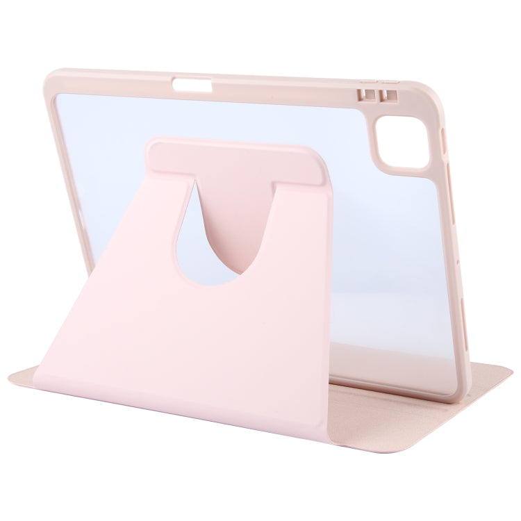 For iPad Pro 11 2022 / 2021 / 2020 GEBEI Acrylic TPU 3-folding Rotating Smart Tablet Leather Case withh Pen Slot(Pink) - free shipping - PMc TechLife - Order now!