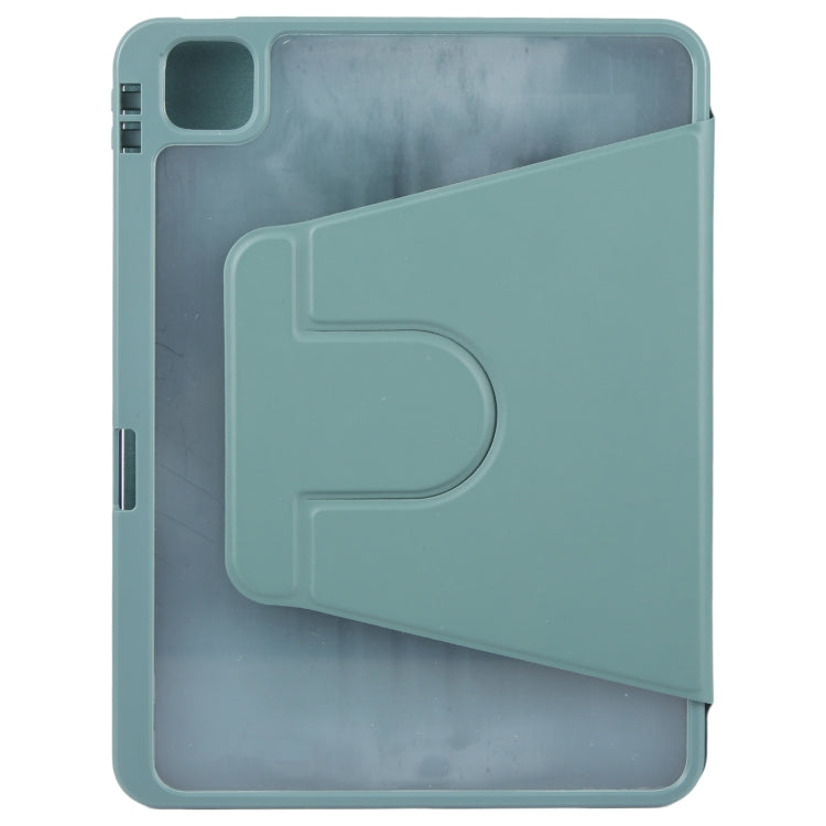 For iPad Air 11 2025 / 2024 / Air 5 GEBEI Acrylic TPU 3-folding Rotating Smart Tablet Leather Case withh Pen Slot(Dark Green) - free shipping - PMC TechLife - Order now!