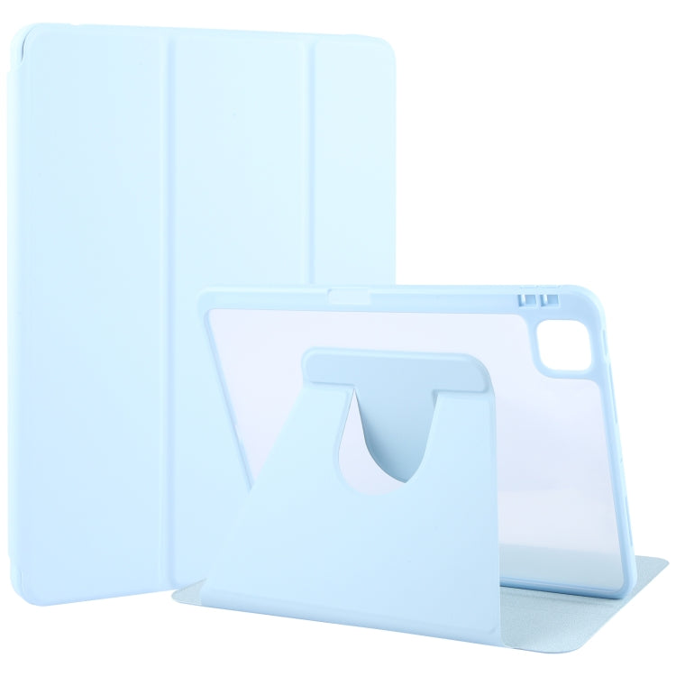 For iPad Air 11 2025 / 2024 / Air 5 GEBEI Acrylic TPU 3-folding Rotating Smart Tablet Leather Case withh Pen Slot(Sky Blue) - free shipping - PMC TechLife - Order now!