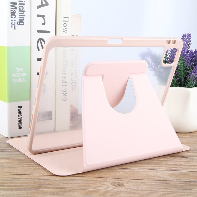 For iPad Air 11 2025 / 2024 / Air 5 GEBEI Acrylic TPU 3-folding Rotating Smart Tablet Leather Case withh Pen Slot(Pink) - free shipping - PMC TechLife - Order now!