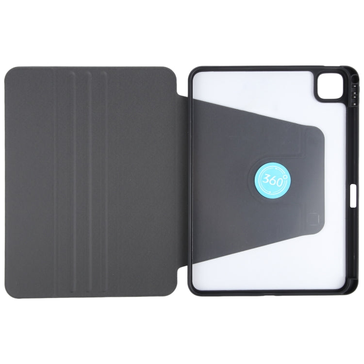 For iPad Air 13 2025 / 2024 GEBEI Acrylic TPU 3-folding Rotating Smart Tablet Leather Case withh Pen Slot(Black) - iPad Air 13 2025 / 2024 Cases by GEBEI | Online Shopping South Africa | PMC TechLife | Buy Now Pay Later Mobicred