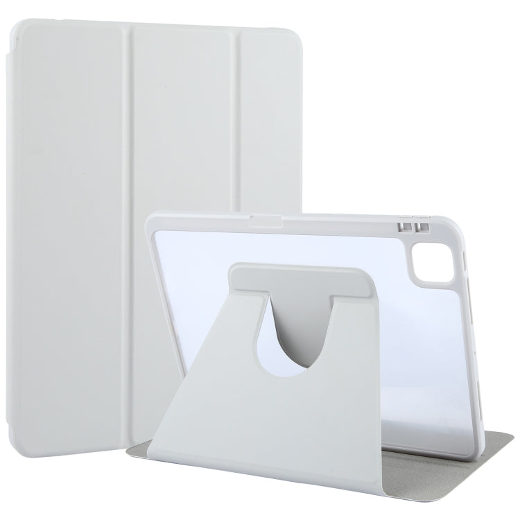 For iPad Pro 12.9 2022 / 2021 / 2020 GEBEI Acrylic TPU 3-folding Rotating Smart Tablet Leather Case withh Pen Slot(Grey) - free shipping - PMc TechLife - Order now!