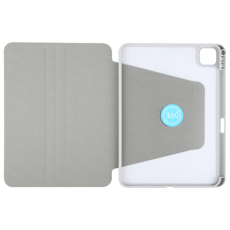 For iPad Pro 12.9 2022 / 2021 / 2020 GEBEI Acrylic TPU 3-folding Rotating Smart Tablet Leather Case withh Pen Slot(Grey) - free shipping - PMc TechLife - Order now!