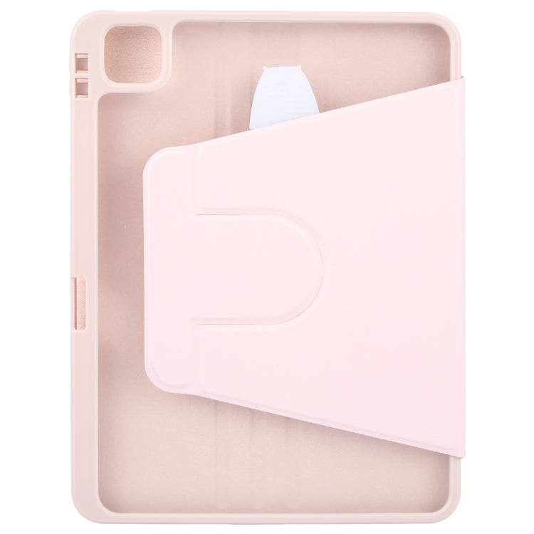 For iPad Pro 11 2024 GEBEI Acrylic TPU 3-folding Rotating Smart Tablet Leather Case withh Pen Slot(Pink) - iPad Pro 11 2024 Cases by GEBEI | Online Shopping South Africa | PMC TechLife | Buy Now Pay Later Mobicred