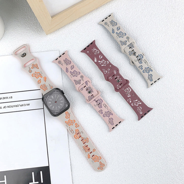 For Apple Watch Series 10 46mm Colorful Butterfly Pattern 8-shaped Buckle Silicone Watch Band(White Black) - free shipping - PMc TechLife - Order now!