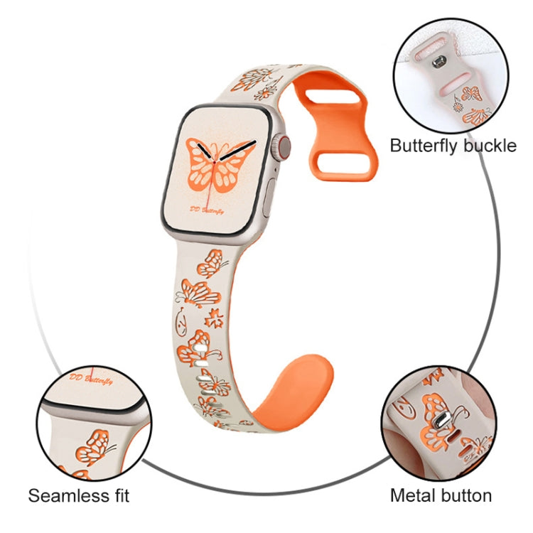 For Apple Watch Series 10 46mm Colorful Butterfly Pattern 8-shaped Buckle Silicone Watch Band(White Black) - free shipping - PMc TechLife - Order now!