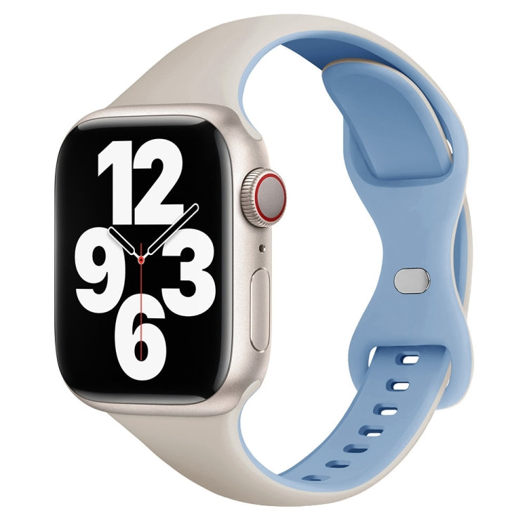 For Apple Watch Series 8 41mm Two Color Slim Butterfly Buckle Silicone Watch Band(White Fog Blue) - free shipping - PMc TechLife - Order now!