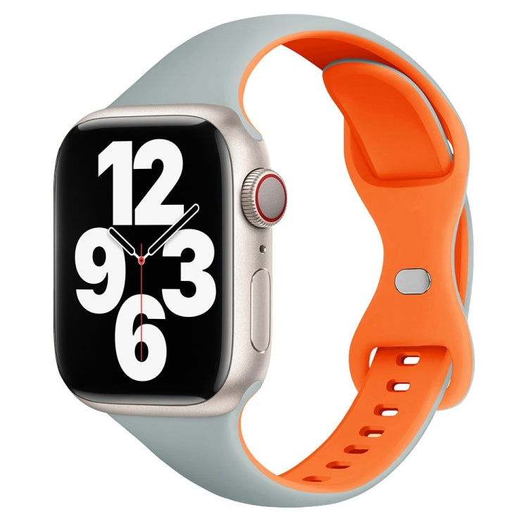 For Apple Watch SE 2022 44mm Two Color Slim Butterfly Buckle Silicone Watch Band(Echeveria Blue Orange) - free shipping - PMc TechLife - Order now!