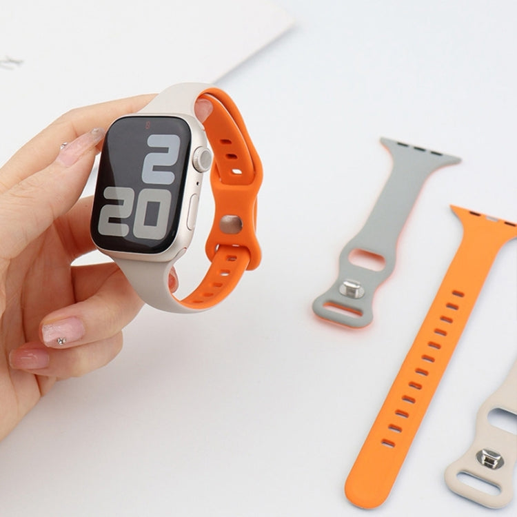 For Apple Watch Series 6 44mm Two Color Slim Butterfly Buckle Silicone Watch Band(Milk Tea Rock White) - free shipping - PMc TechLife - Order now!