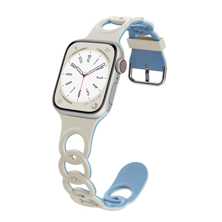 For Apple Watch Series 5 40mm Donut Hollow Silicone Watch Band(White Fog Blue) - free shipping - PMc TechLife - Order now!