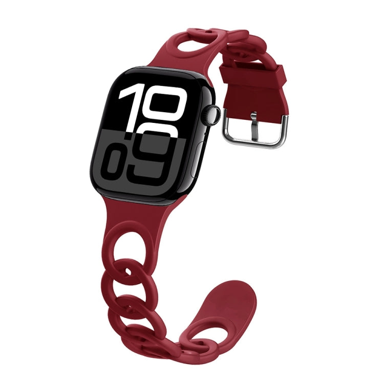 For Apple Watch Series 10 46mm Donut Hollow Silicone Watch Band(Wine Red) - free shipping - PMc TechLife - Order now!
