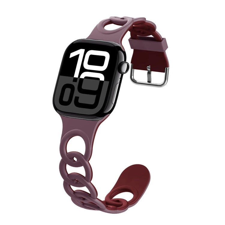 For Apple Watch Series 10 46mm Donut Hollow Silicone Watch Band(Smoke Purple Wine Red) - free shipping - PMc TechLife - Order now!