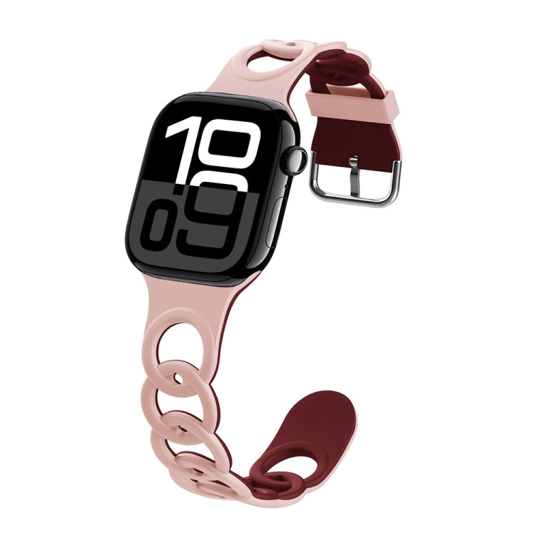 For Apple Watch Series 10 42mm Donut Hollow Silicone Watch Band(Pink Wine Red) - free shipping - PMc TechLife - Order now!