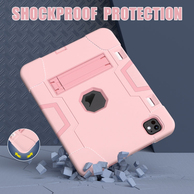 For iPad Pro 11 2024 Contrast Color Silicone Acrylic PC Tablet Case with Holder(Rose Gold) - iPad Pro 11 2024 Cases by PMC TechLife | Online Shopping South Africa | PMC TechLife | Buy Now Pay Later Mobicred