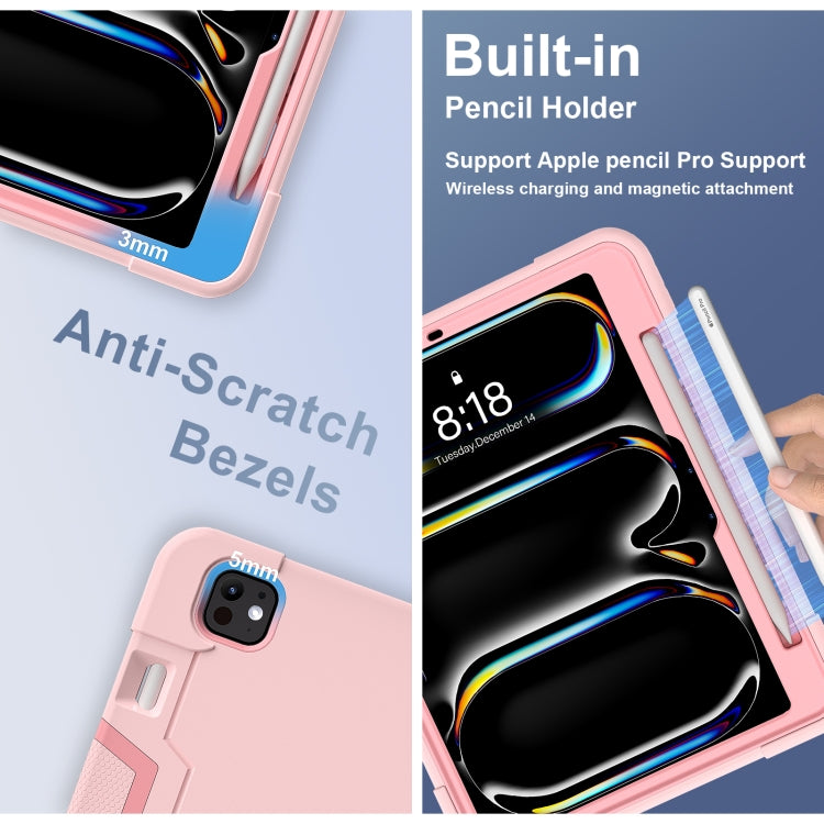 For iPad Pro 11 2024 Contrast Color Silicone Acrylic PC Tablet Case with Holder(Rose Gold) - iPad Pro 11 2024 Cases by PMC TechLife | Online Shopping South Africa | PMC TechLife | Buy Now Pay Later Mobicred