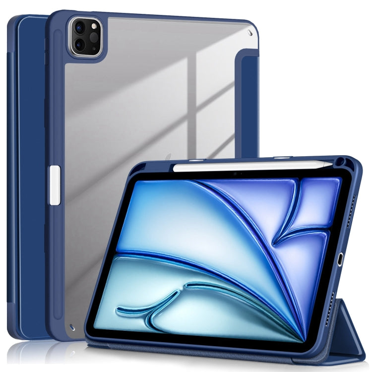 For iPad Air 11 2024 / Pro 11 2022 Acrylic 3-Fold Smart Leather Tablet Case(Dark Blue) - iPad Air 11 2025 / 2024 Cases by PMC TechLife | Online Shopping South Africa | PMC TechLife | Buy Now Pay Later Mobicred