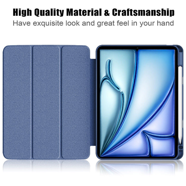 For iPad Air 11 2024 / Pro 11 2022 Acrylic 3-Fold Smart Leather Tablet Case(Dark Blue) - iPad Air 11 2025 / 2024 Cases by PMC TechLife | Online Shopping South Africa | PMC TechLife | Buy Now Pay Later Mobicred