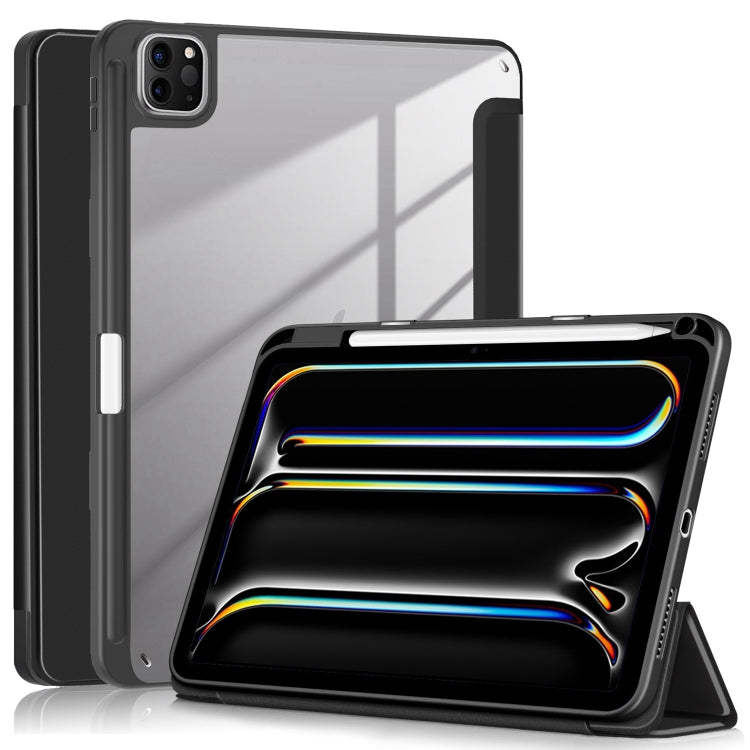 For iPad Pro 11 2024 Acrylic 3-Fold Smart Leather Tablet Case(Black) - iPad Pro 11 2024 Cases by PMC TechLife | Online Shopping South Africa | PMC TechLife | Buy Now Pay Later Mobicred