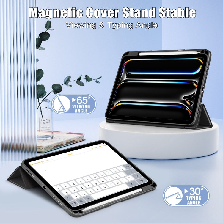 For iPad Pro 11 2024 Acrylic 3-Fold Smart Leather Tablet Case(Black) - iPad Pro 11 2024 Cases by PMC TechLife | Online Shopping South Africa | PMC TechLife | Buy Now Pay Later Mobicred