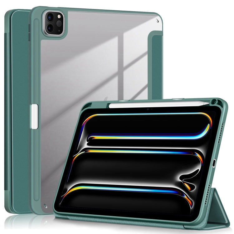 For iPad Pro 11 2024 Acrylic 3-Fold Smart Leather Tablet Case(Deep Green) - iPad Pro 11 2024 Cases by PMC TechLife | Online Shopping South Africa | PMC TechLife | Buy Now Pay Later Mobicred