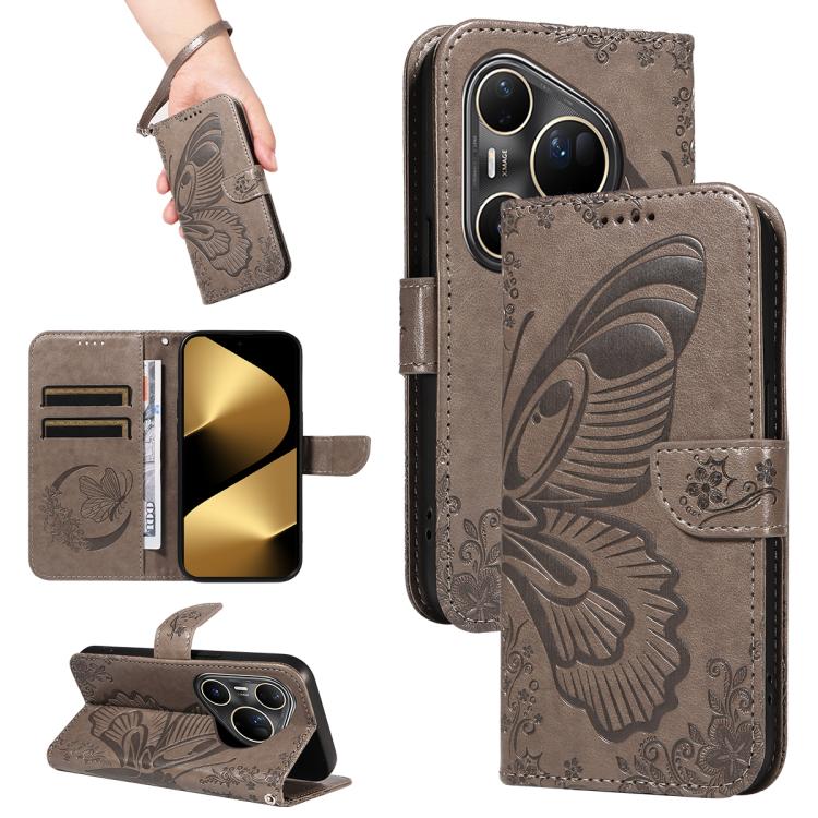 For Huawei Pura 80 Ultra 5G Swallowtail Butterfly Embossed Leather Phone Case(Grey) - free shipping - PMC TechLife - Order now!