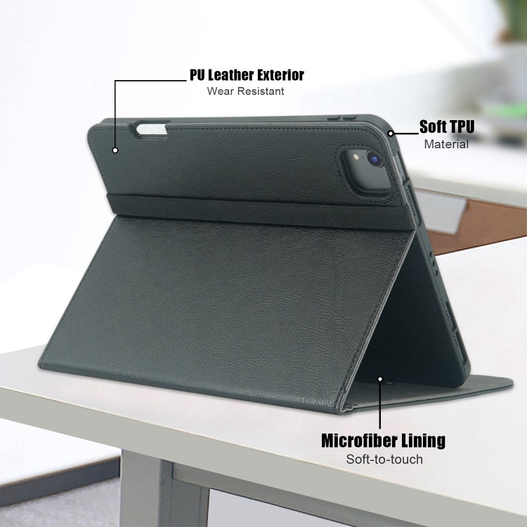 For iPad Air 11 2024 / Pro 11 2022 Front Stand Smart TPU Leather Tablet Case(Black) - iPad Air 11 2024 Cases by PMC TechLife | Online Shopping South Africa | PMC TechLife | Buy Now Pay Later Mobicred