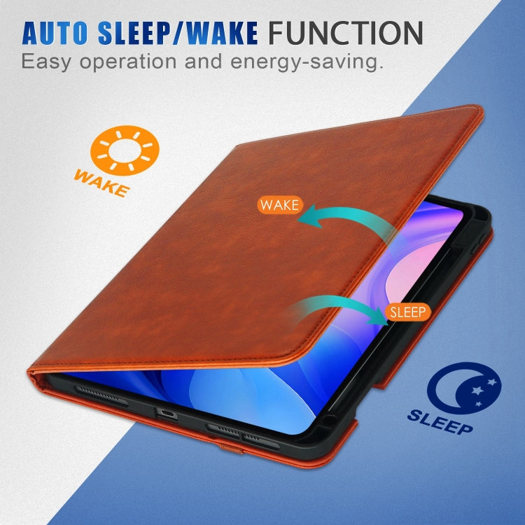 For iPad Air 11 2024 / Pro 11 2022 Front Stand Smart TPU Leather Tablet Case(Brown) - iPad Air 11 2024 Cases by PMC TechLife | Online Shopping South Africa | PMC TechLife | Buy Now Pay Later Mobicred