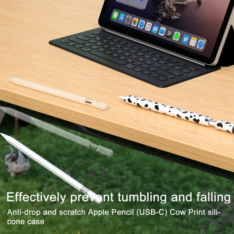 For Apple Pencil USB-C Cow Pattern Stylus Silicone Protective Cover(Black) - Pencil Accessories by PMC Jewellery | Online Shopping South Africa | PMC Jewellery | Buy Now Pay Later Mobicred