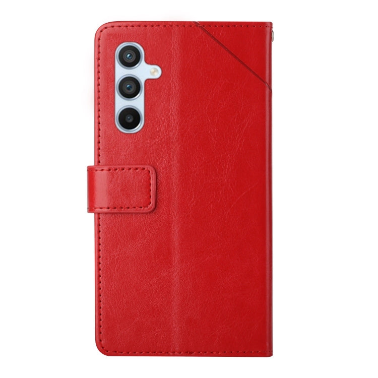 For Samsung Galaxy S25 5G Y-shaped Pattern Flip Leather Phone Case(Red) - Galaxy S25 5G Cases by PMC Jewellery | Online Shopping South Africa | PMC Jewellery | Buy Now Pay Later Mobicred