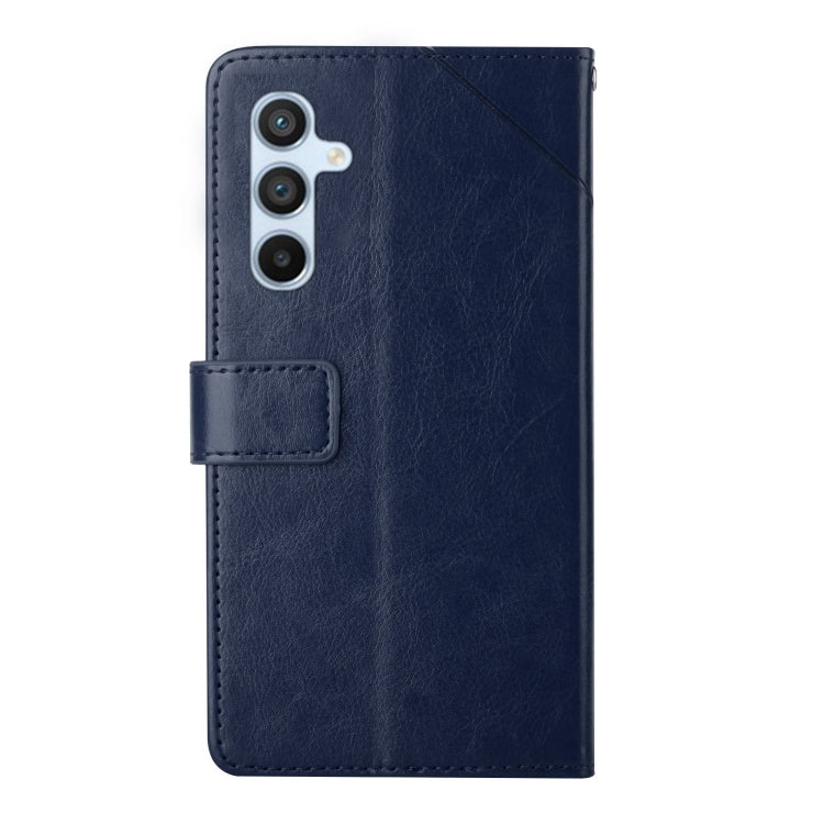 For Samsung Galaxy S25 5G Y-shaped Pattern Flip Leather Phone Case(Blue) - Galaxy S25 5G Cases by PMC Jewellery | Online Shopping South Africa | PMC Jewellery | Buy Now Pay Later Mobicred