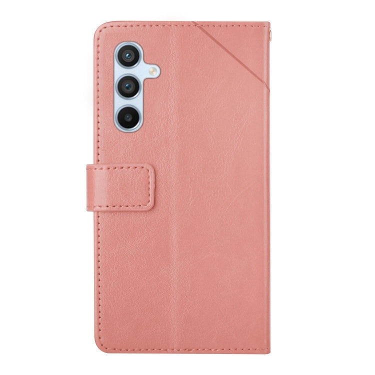 For Samsung Galaxy S25 5G Y-shaped Pattern Flip Leather Phone Case(Pink) - Galaxy S25 5G Cases by PMC Jewellery | Online Shopping South Africa | PMC Jewellery | Buy Now Pay Later Mobicred