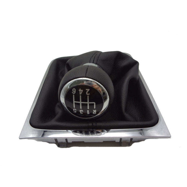 For Volkswagen Passat B6 2005-2011 Car Gear Lever Hand Ball Leather Gear Shift Knob with Chrome Frame, Style:6 Speed - Shift Knob by PMC Jewellery | Online Shopping South Africa | PMC Jewellery | Buy Now Pay Later Mobicred